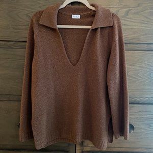 leset - zoe v neck polo sweater in chocolate - size small